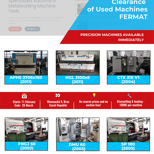 Lichidare de stoc – Utilaje folosite – FERMAT